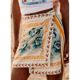 Talakeno Womens Summer Floral Wrap Short Skirt Tie Side High Waist A Line Beach Vacation Boho Mini Skirt(Multicolor,S)