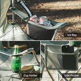 Camping Folding Chair Outdoor Lawn Portable Lightweight Camp Folding Chairs for Adult Outside with Cup Holder, Cooler Pouch & Side Pocket for Camping, Beach, Fishing, Sports or Tailgating Events, Grey