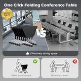 Usosidam Folding Conference Room Table with Wheels, Modular Mobile