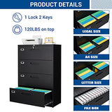 File Cabinet with Lock, 4 Drawer Large Metal Filing Cabinet,Home Office Lockable Storage Cabinet for Hanging Files