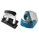 3 Hole Punch, 40 Sheets, Ez Squeeze, All Metal + Electric Pencil Sharpener, Stall-Free Motor, Safety Switch Bostitch