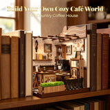 DIY Miniature House Kit for Beginners, Tiny Dollhouse Book Nook Kit Bookshelf Decor, 3D Wooden Puzzle, Gifts for Family Friends Adults Teens, Rustic Farmhouse Café