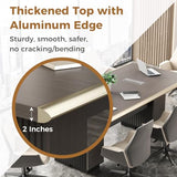 8FT Conference Table (94.5"×43.3"), Seats 6–8, with 1 Hidden Cable Box, 5cm Thick Top, Champagne Gold Aluminum Edge Trim