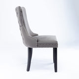 MOOLSUN Velvet Dining Chairs Set of 4, High Back Side Chairs, Modern Padded High-End Tufted Upholstered Chairs with Button-Tufted Back & Rear Pull Tabs, Solid Wood Legs D-Gray(Solid Wood Legs)