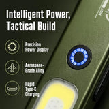 Little World EDC Flashlight & Rechargeable Work Light Combo – Small Pocket Flat Light, Magnetic Clip-on COB Side Light for Car Repair, Travel, Hiking, Camping, Emergency (Green)
