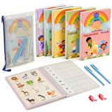 Large Magic Handwriting Practice Copybook, Grooved Handwriting Practice for Kids 3-8, Toddler Writing Practice, Math Calligraphy, Letter Tracing, for Preschool, The Beginner Kit
