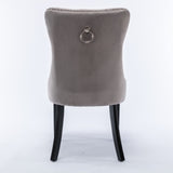 MOOLSUN Velvet Dining Chairs Set of 8, High Back Side Chairs, Modern Padded High-End Tufted Upholstered Chairs with Button-Tufted Back & Rear Pull Tabs, Solid Wood Legs E-Gray(Solid Wood Legs)