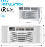 MilleLoom Smart 12000 BTU Window Air Conditioner with WiFi, Window AC Unit with Remote & App Control, Timer Function & Easy Install Kit, for Rooms Up to 550 Square Feet, 115V/60Hz, White