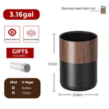 LEASYLIFE 3.1Gal Modern Walnut Trash Can,Open-Top Bathroom Trash Bin
