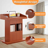 Wooden Lectern Podium Stand with Drawers - Adjustable Height Speaking Lectern for Churches