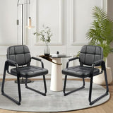 Waiting Room Guest Chair with Bonded Leather Padded Arm Rest for Office Reception