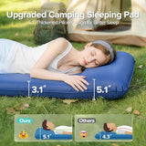 Andola Memory Sleeping Pad, 3.1" Ultra-Thick Foam Sleeping Mat for Camping, Self-Inflating Sleeping Pad with Pillow, Quiet & 9.5 R-Value, 4-Season Camping Mattress Pad for Tent Car Travel (Dark Blue)