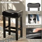 SANUMY Bar Stools Set of 2, 24 Inch Counter Height BarStools for Kitchen Island, Faux Leather Thick Saddle Seat (Black,24 inch)