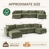 146.4'' Modular Sectional Couch Sofa with 2 Storage Ottoman