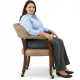 Set of 4 Dining Chairs with Casters and Arms, Rolling Dining Chairs with Wheels for Elderly