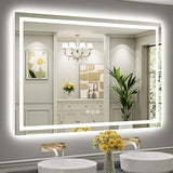 60x40 LED Bathroom Mirror, Dual Lit Anti-Fog Wall Vanity Mirror