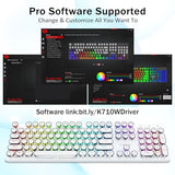 Redragon K710 Wireless Typewriter Mechanical Gaming Keyboard, Bluetooth/2.4Ghz/Wired, RGB LED Backlit