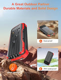SOXONO Solar Charger Power Bank, PD 20W Fast Charging External Batter, 40000mAh Portable Phone Charger Built in 4 Cables with Dual Bright Flashlights for Camping, Hiking, and Outdoor Use（RED）