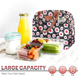 Lunch Bag for Women & Men Adult Insulated Lunch Box, Small Leakproof Cooler Food Lunch Containers Reusable High Capacity Lunch Tote Bags for Work, Travel, Outdoor (Red Flower)