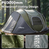 CampExo Camping Tent, Pop Up Instant Tent for 2-3 Person, Sets Up in Just Seconds, Waterproof Durable Tent with Carry Bag for Camping Hiking Outdoor (Army Green)