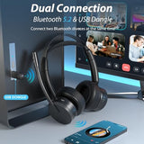 Wireless Headset with Mic for Work, Bluetooth Headset with Microphone for PC