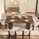 TRIBEWOOD Dining Table for 4-6, 63 Inch Farmhouse Solid Wood Dining Table