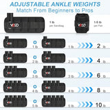 VBSD Adjustable Ankle Weights for Men Women, 10lb 1 Pair Leg Weight Straps, Weighted Ankle Weights Set, 1-5 lbs Each Ankle, 1 Pair 2-10 lbs