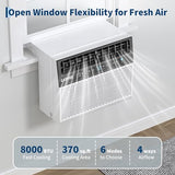 Garvee 8000 BTU u-Shaped Window Air Conditioner, Cools 350 Sq ft, Ultra Quiet with Open Window Flexibility, Remote Control, Ideal for Bedroom & Living Room