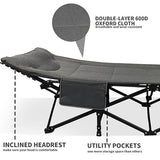 Northroad Camping Cot for Adults with Cushion and Pillow, Portable Folding Bed for Sleeping, Lightweight Tent cot with Carry Bag Supports 450 lbs (Grey)