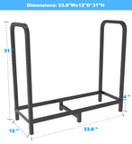 Tikimilor 2.8ft Firewood Rack Holder, Adjustable Heavy Duty Fire Log Stacker Stand for Fireplace, Outdoor Indoor Metal Wood Pile Storage Organizer, Patio Logs Stand tool, Black