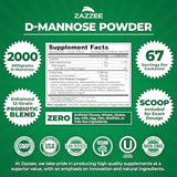 Zazzee D-Mannose Powder Plus, 2000 mg, 67 Servings, Plus 5 Billion CFU Probiotics and Pure Cranberry Juice Extract, Certified Kosher, Free Scoop, 6.67 oz, Urinary Tract Support, Non-GMO, All-Natural