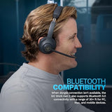 55+ Playtime PC Bluetooth Headset and Multipoint Connect to Laptop Computer and Mobile - Wired or Wireless