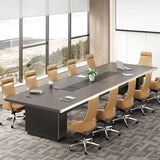 8FT Conference Table (94.5"×43.3"), Seats 6–8, with 1 Hidden Cable Box, 5cm Thick Top, Champagne Gold Aluminum Edge Trim