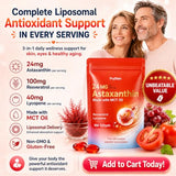 Puyflam Astaxanthin 24mg with Resveratrol & Lycopene, 3-in-1 Liposome Antioxidant Supplements Complex with MCT Oil for Skin, Eye, Heart, Immune & Healthy Aging Support | Non-GMO,No Soy-150 Softgels