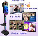 Photo Booth with Printer and Camera Magic Mirror Photo Booth 15.6-inch Touch Screen Portable