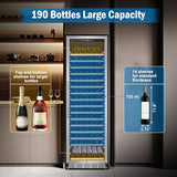 24" 190-Bottle Freestanding Wine Cooler, Low Noise with Sliding Shelves