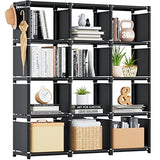 Mavivegue Book Shelf, 12 Cube Storage Organizer, DIY Bookcase, Metal Bookshelf, Tall Book case, Black Cubicle Rack