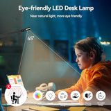 LED Architect Desk Lamp with Clamp - 24W Ultra Bright Adjustable Swing Arm Light for Home Office