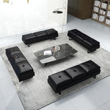 Waiting Room Chairs - 12-Seat Reception Chairs Modern Entryway Bench with Thickened Cushion PU Leather