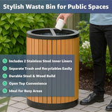 22 Gallon Round Outdoor Two-Stream Trash Can Recycling Bin