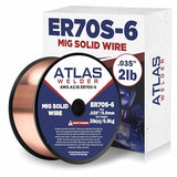 ATLASWELDER Solid MIG Welding Wire, ER70S-6 .035 Inch 2LB with Low Spatter and High Levels of Deoxidizers for All Position Gas Welding