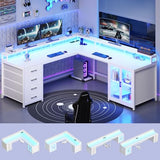 SEDETA L Shaped Gaming Desk with 4 Drawers, 109” Computer Desk with Display Cabinet
