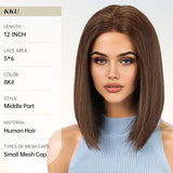 KKU 5x6 Lace Front Human Hair Wig，small cap size，Hand-Tied Craft