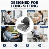GueYi Pro Orthopedic Seat Cushion with 4-Zone Ergonomic Support, L-Shaped Lumbar & Back Support, High-Density Memory Foam for Office Chair, Wheelchair, Car & Travel (1,Dark Gray Pro)
