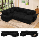 Modular Sectional Sleeper Sofa with Pull Out Bed, 104" U Shaped 7 Seat Cloud Sectional Couches for Living Room
