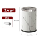 LEASYLIFE 2.4Gal Small Bathroom Trash Can with Swing Lid,Metal and Leather