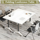 vhdurike 8pcs,47 * 20 * 30in, Folding Conference Table, Portable Flip Top Mobile Training Table