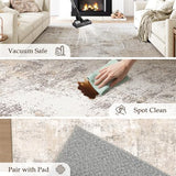 WondRg 5x7 Washable Area Rug Beige Grey Abstract Non Slip Soft Medium Pile Rug for Living Room Bedroom Dining Room Office Neutral Modern Indoor Throw Carpet for Home Decor