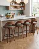 AQG Swivel Bar stools Set of 4 Bar Chairs 26" Counter Height Mid-Century Modern Bentwood Barstool