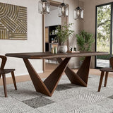 Final Title: Furniture of America Nazaen III 82.5" Mid-Century Modern Solid Wood Live Edge Dining Table with Steel Support, Walnut Finish, Seats 6–8